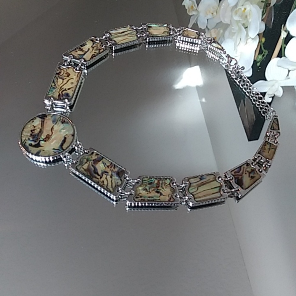 Silver Multi Colored Asymmetrical Stament Necklace - Picture 17 of 17